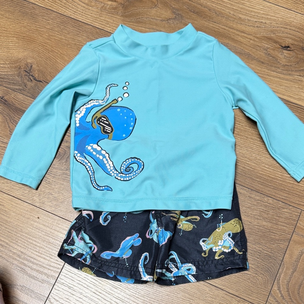 Carter's Blue Octopus Rashguard Set